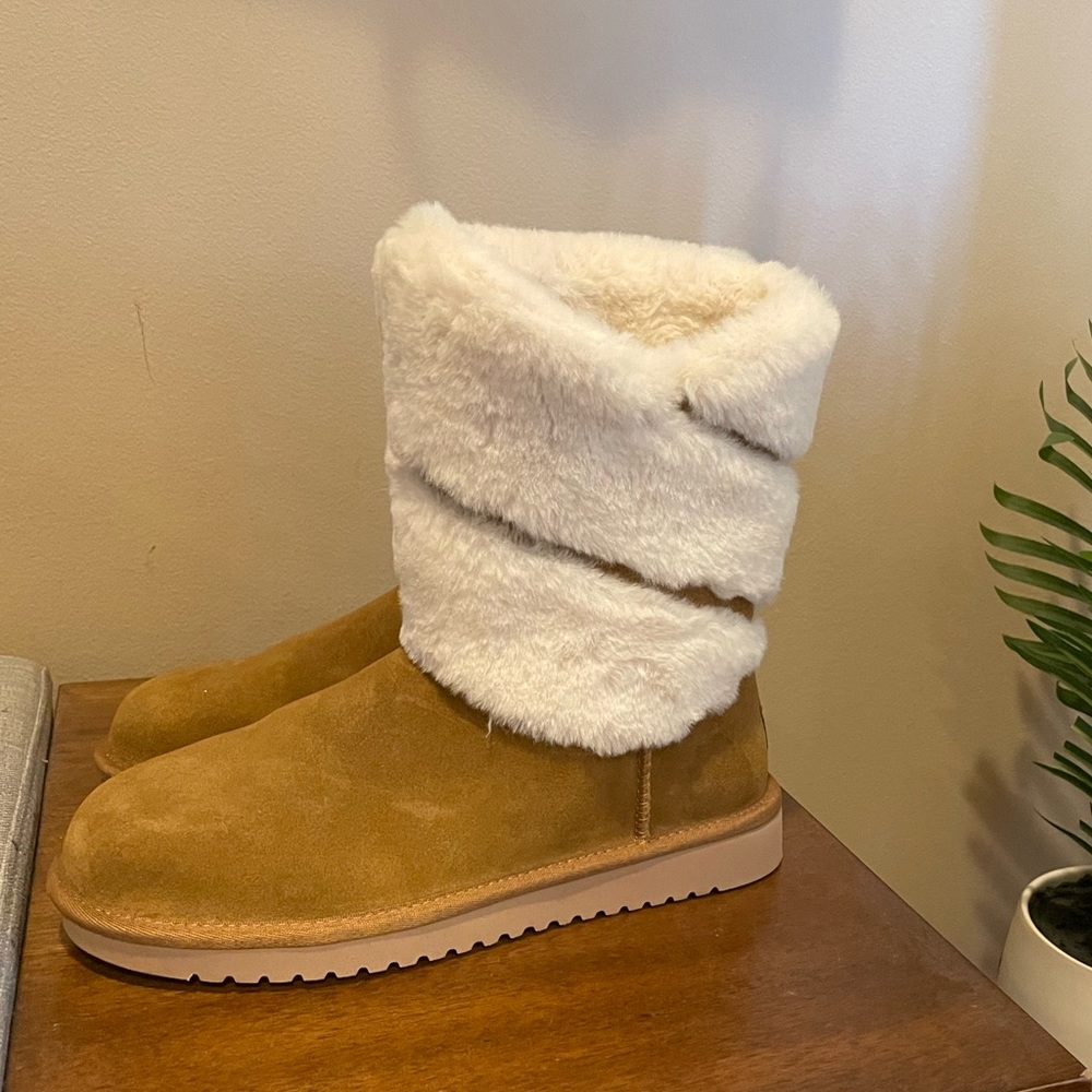 Suede and faux fur winter boots
